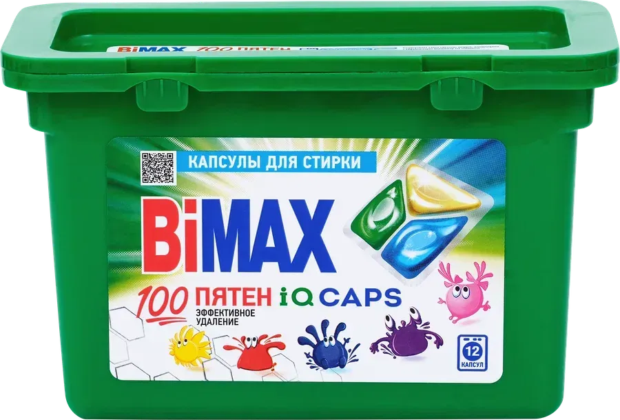 Bimaх капсулы д/стирки 100 пятен 12шт.пластик *4
